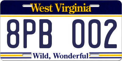 WV license plate 8PB002