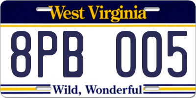 WV license plate 8PB005