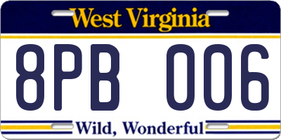 WV license plate 8PB006