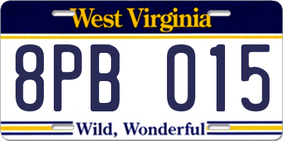 WV license plate 8PB015