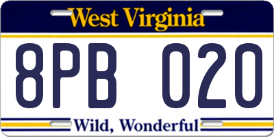 WV license plate 8PB020