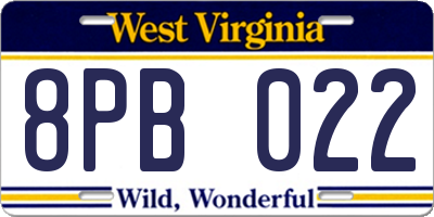 WV license plate 8PB022