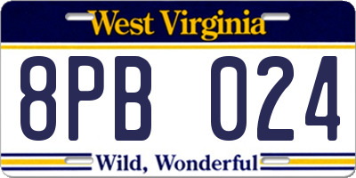 WV license plate 8PB024