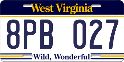 WV license plate 8PB027