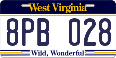 WV license plate 8PB028
