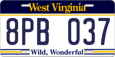 WV license plate 8PB037