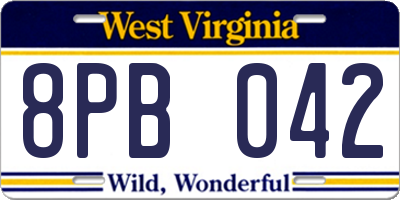 WV license plate 8PB042