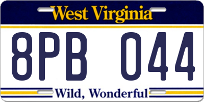 WV license plate 8PB044