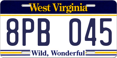 WV license plate 8PB045