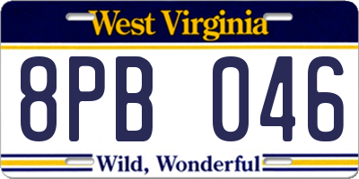 WV license plate 8PB046