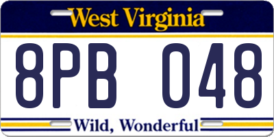 WV license plate 8PB048