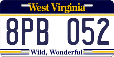 WV license plate 8PB052