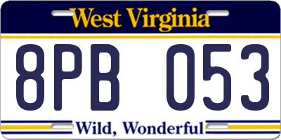 WV license plate 8PB053