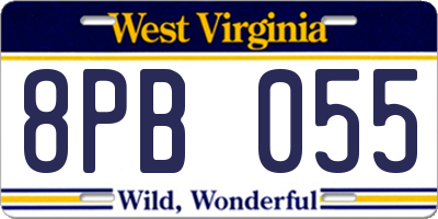 WV license plate 8PB055