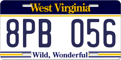 WV license plate 8PB056
