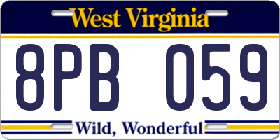 WV license plate 8PB059