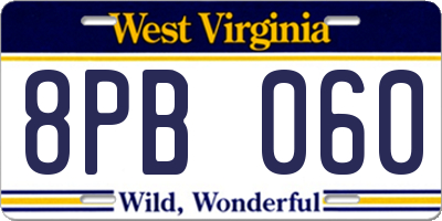 WV license plate 8PB060