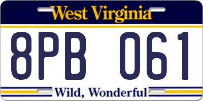WV license plate 8PB061