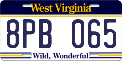 WV license plate 8PB065