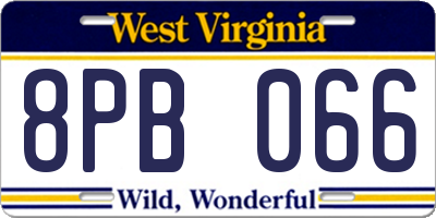 WV license plate 8PB066