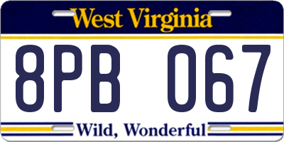 WV license plate 8PB067