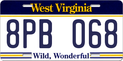 WV license plate 8PB068