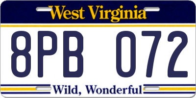 WV license plate 8PB072