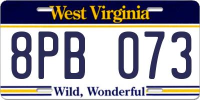 WV license plate 8PB073