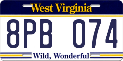 WV license plate 8PB074