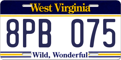 WV license plate 8PB075