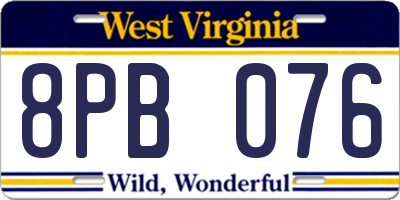 WV license plate 8PB076