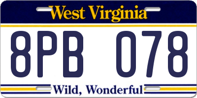 WV license plate 8PB078