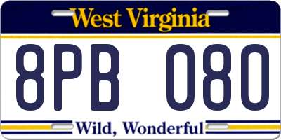 WV license plate 8PB080