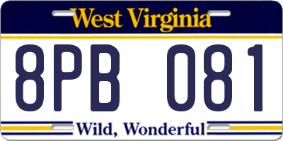 WV license plate 8PB081