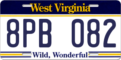 WV license plate 8PB082