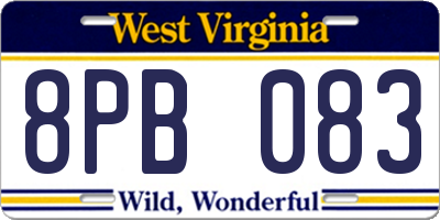 WV license plate 8PB083
