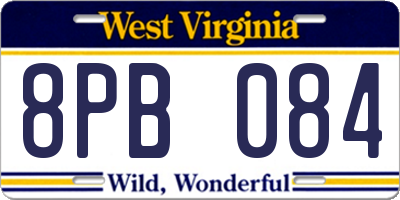 WV license plate 8PB084