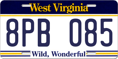 WV license plate 8PB085