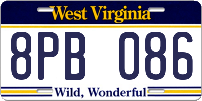WV license plate 8PB086