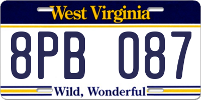 WV license plate 8PB087