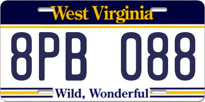 WV license plate 8PB088