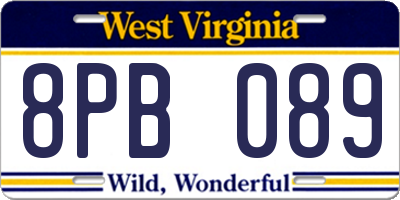 WV license plate 8PB089