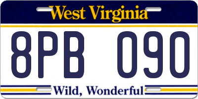 WV license plate 8PB090