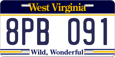 WV license plate 8PB091