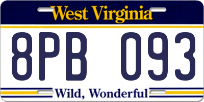 WV license plate 8PB093