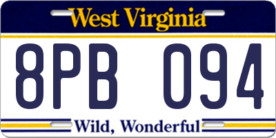 WV license plate 8PB094