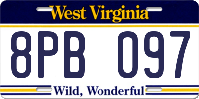 WV license plate 8PB097