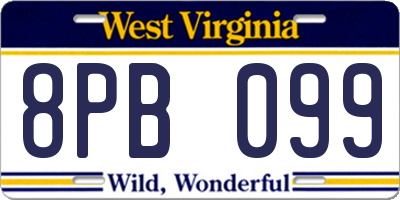 WV license plate 8PB099