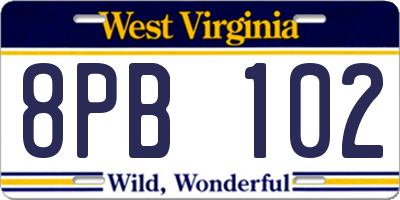 WV license plate 8PB102