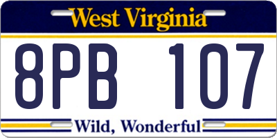 WV license plate 8PB107